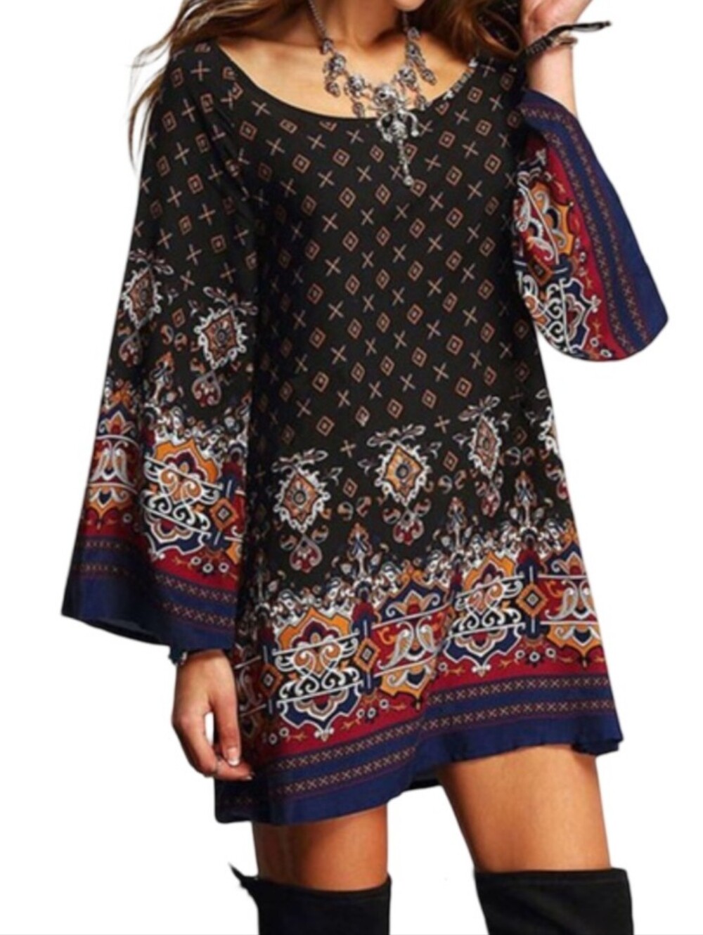 Rise Sun | Bell Sleeve Dress | Mini | Midi | Bohemian | Shabby Chic | Paisley |